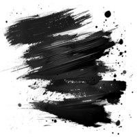 Dynamic black paint smear with splatter on transparent background - stock .. png