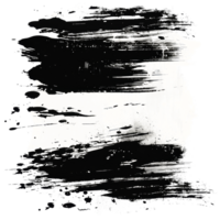 Dynamic black paint smear with splatter on transparent background - stock .. png