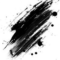 Dynamic black paint smear with splatter on transparent background - stock .. png