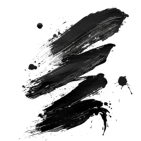 Dynamic black paint smear with splatter on transparent background - stock .. png