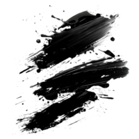 Dynamic black paint smear with splatter on transparent background - stock .. png