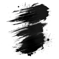 Dynamic black paint smear with splatter on transparent background - stock .. png