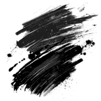 Dynamic black paint smear with splatter on transparent background - stock .. png