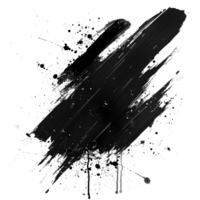 Dynamic black paint smear with splatter on transparent background - stock .. png