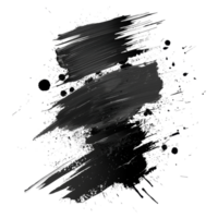 Dynamic black paint smear with splatter on transparent background - stock .. png