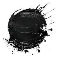 Dynamic black paint smear with splatter on transparent background - stock .. png