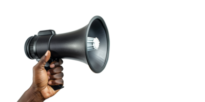 Black Megaphone in Hand, cut out - stock .. png