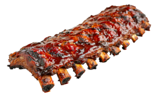 Delicious barbecue ribs covered in rich red sauce, cut out - stock .. png