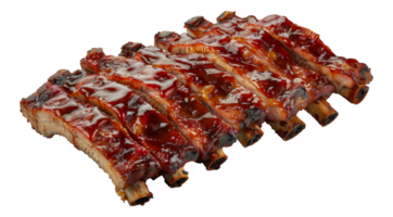 Delicious barbecue ribs covered in rich red sauce, cut out - stock .. png