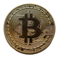 Gold Bitcoin, cut out - stock .. png