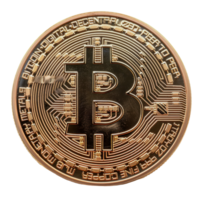 Gold Bitcoin, cut out - stock .. png