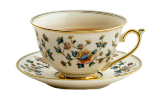 vintage porcelana chá copo com intrincado floral projeto, cortar Fora - estoque .. png