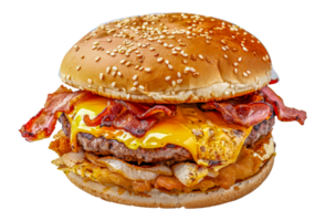 A large hamburger with bacon and cheese on it - stock .. png