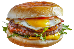 A hamburger with a fried egg on top and lettuce - stock .. png