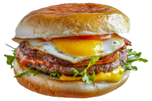 une Hamburger avec une frit Oeuf sur Haut et salade - Stock .. png