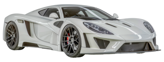 A white sports car with a black stripe on the side - stock .. png