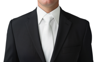 A man in a suit and tie is wearing a white tie - stock .. png