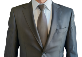 A man in a suit and tie is wearing a gray jacket and a gray tie - stock .. png