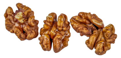 Three walnuts are shown in a row - stock . png