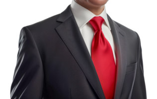 A man in a suit and tie with a red tie - stock .. png