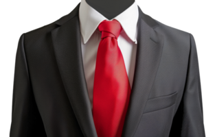 A man wearing a black suit and a red tie - stock .. png