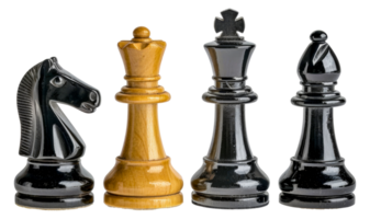Four chess pieces, one of which is a black king - stock .. png