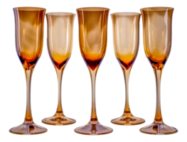 A set of five glasses with a gold tint - stock .. png