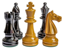 uma grupo do xadrez peças, Incluindo uma rei, uma cavaleiro, uma bispo, uma torre - estoque .. png
