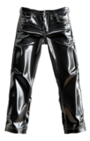 brillant noir cuir un pantalon avec brillant terminer sur transparent Contexte - Stock .. png