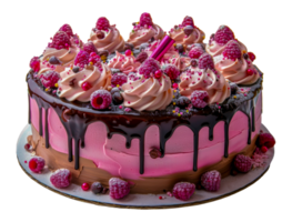 Vibrant Berry Cake with Pink Frosting, cut out - stock .. png