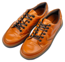 Two brown shoes with black laces - stock .. png
