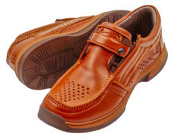 A pair of brown shoes with a brown sole and a brown top - stock .. png