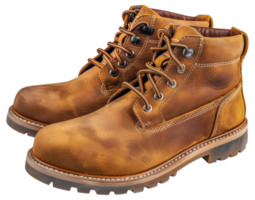 Two brown boots with laces - stock .. png