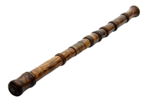 Handcrafted wooden stick with ring patterns, cut out - stock .. png