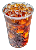 A cup of iced coffee with ice cubes in it - stock .. png