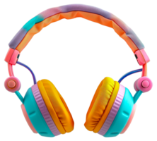 A pair of colorful headphones with a pink and yellow strap - stock .. png