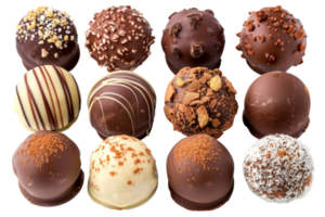 Assorted gourmet chocolate truffles, cut out - stock .. png