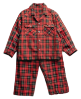 A man is wearing a red plaid shirt and black pants - stock .. png