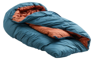 Blue and orange sleeping bag open, cut out - stock . png