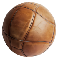A leather ball with a brown leather surface - stock .. png