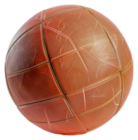 A worn leather basketball with a faded orange and brown color - stock .. png