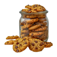 Chocolate chip cookies filled glass jar, cut out - stock .. png