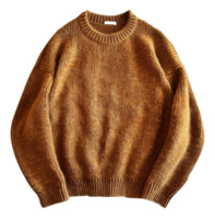 Cozy oversized mustard wool sweater on transparent background - stock .. png