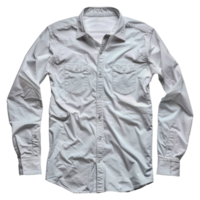 un' bianca camicia con pulsanti e tasche è mostrato - azione .. png