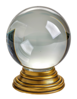 Crystal ball with reflections on golden stand, cut out - stock .. png