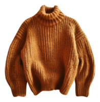 Cozy oversized mustard wool sweater on transparent background - stock .. png