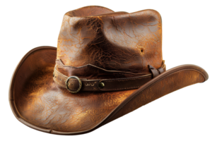 Vintage leather cowboy hat, cut out - stock . png