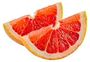 Two slices of grapefruit are cut in half - stock .. png