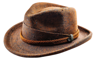 Vintage leather cowboy hat, cut out - stock . png