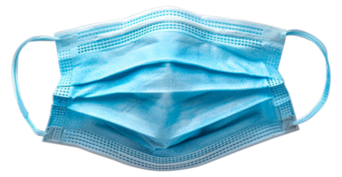 A blue surgical mask is shown - stock .. png